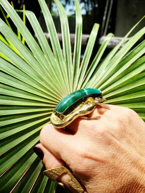 Temple Snake Green Gemstone Knuckle Ring