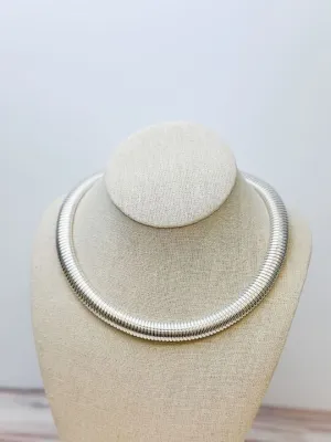Textured Collar Necklace - Silver