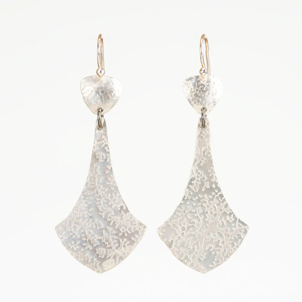 Textured Silver Chandelier Earrings