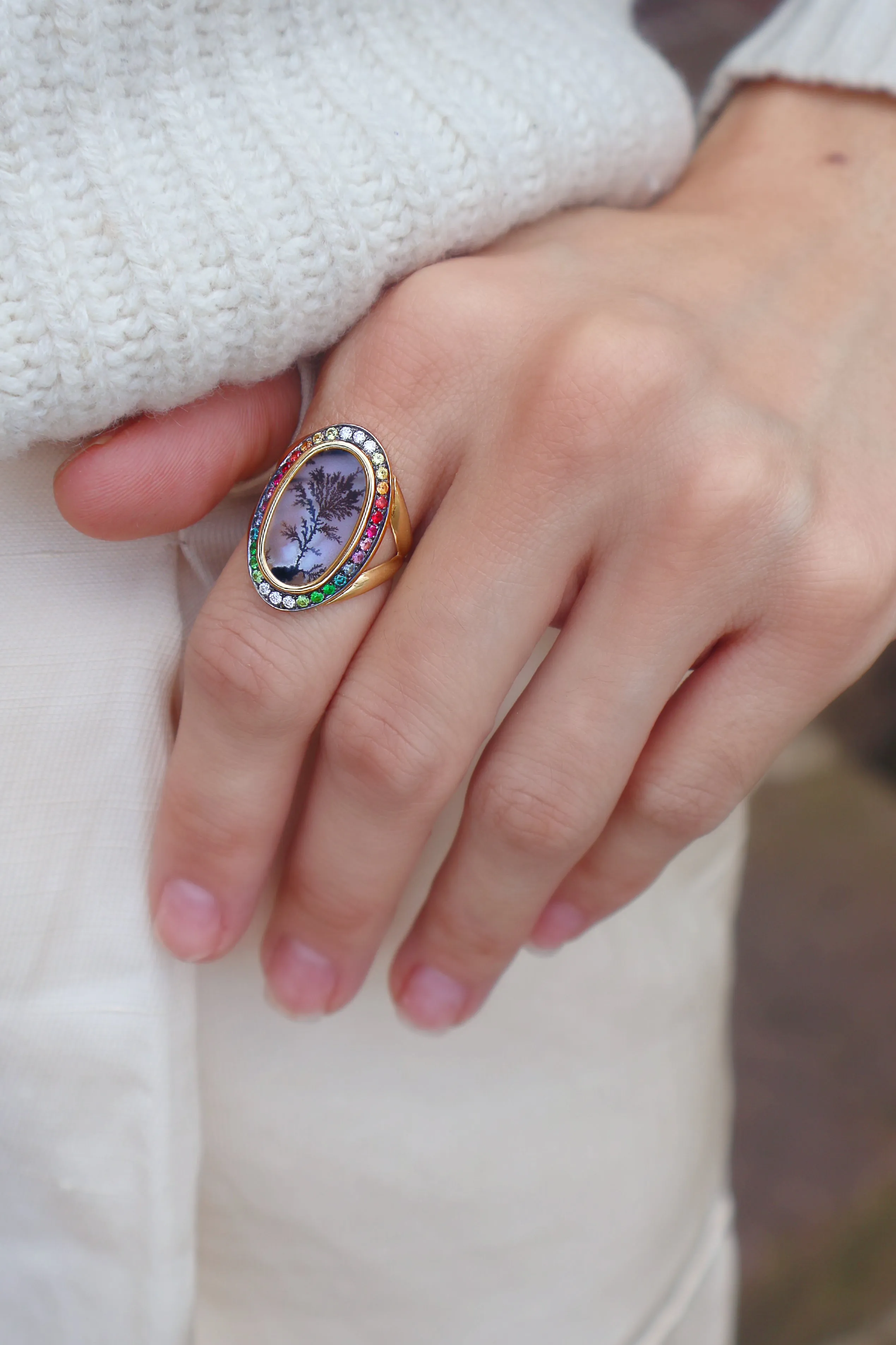 Thalia Oval Rainbow Ring