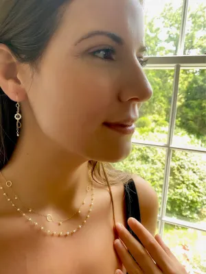 The Hand Tied Pearl Necklace & The Delicate Necklace With Circles and Pearls, 18k Gold
