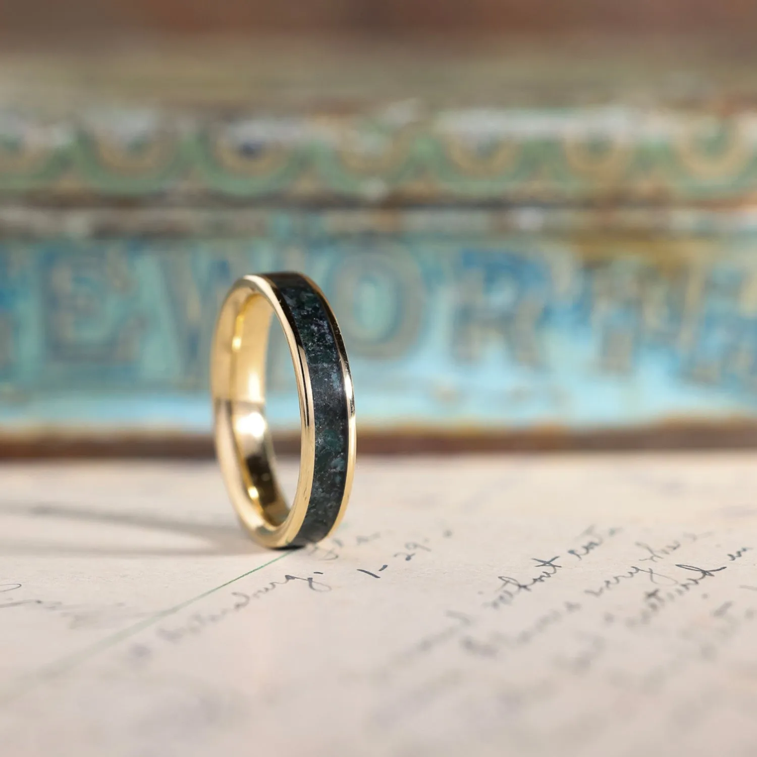The Shenandoah | Women's Solid Gold & Moss Agate Ring
