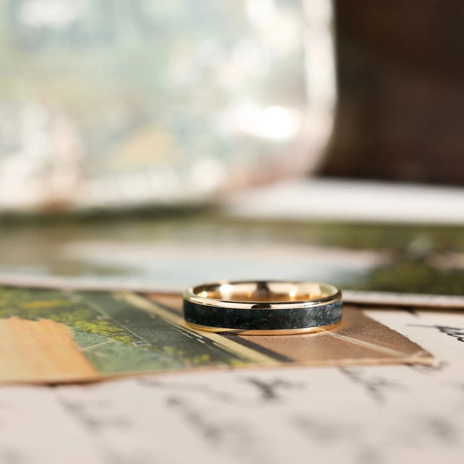 The Shenandoah | Women's Solid Gold & Moss Agate Ring