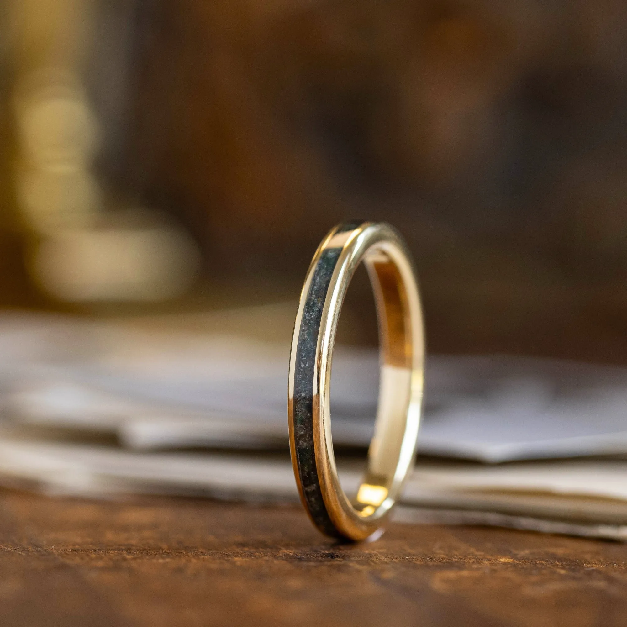 The Shenandoah | Women's Solid Gold & Moss Agate Ring