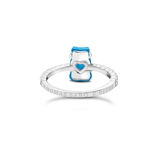 THOMAS SABO Ring with blue mini sized goldbears and zirconia