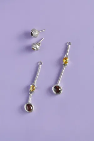 Trapeze Tourmaline, Sapphire, Zircon Silver Earrings 598 - 04