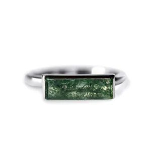 Trendolla 18K Gold Bar Moss Agate Ring Set