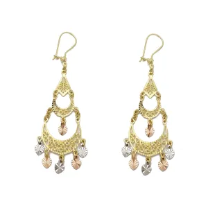 Tricolor Chandelier Dangling Earrings (14K)
