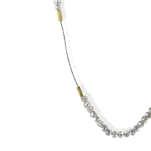 Triple Labradorite Station Necklace with Clear Seed Beads