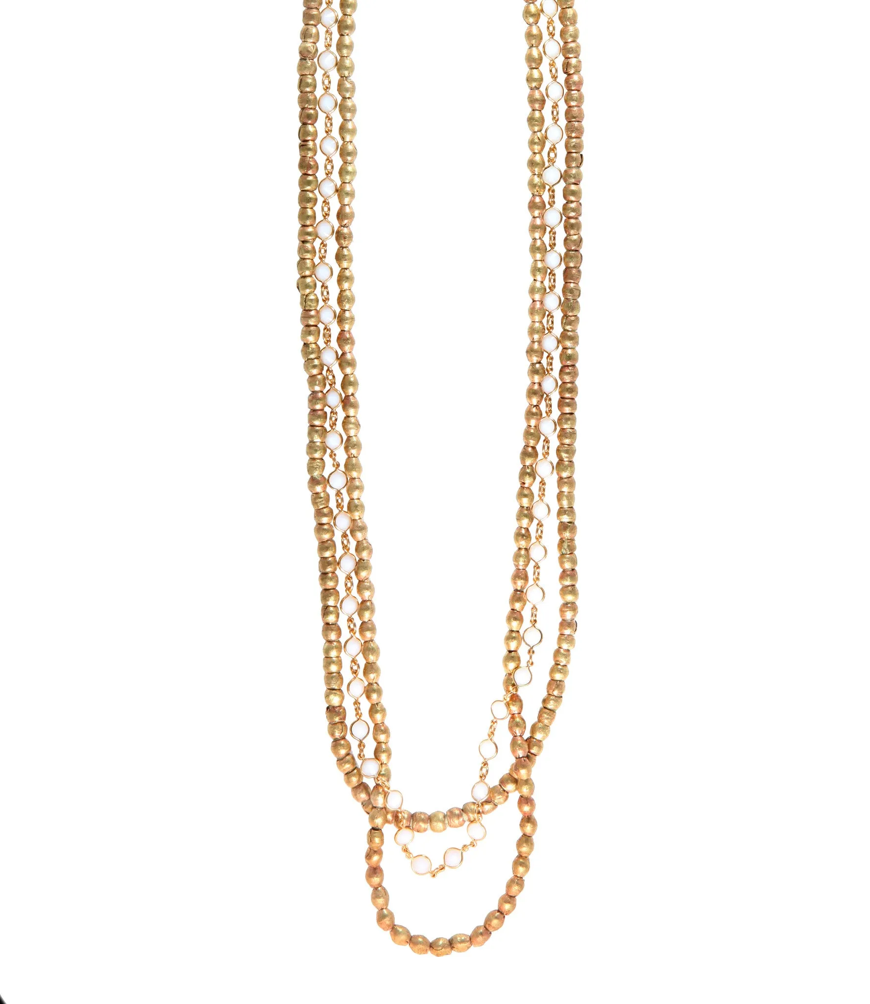Triple Layer Large Crystal Ethiopian Necklace