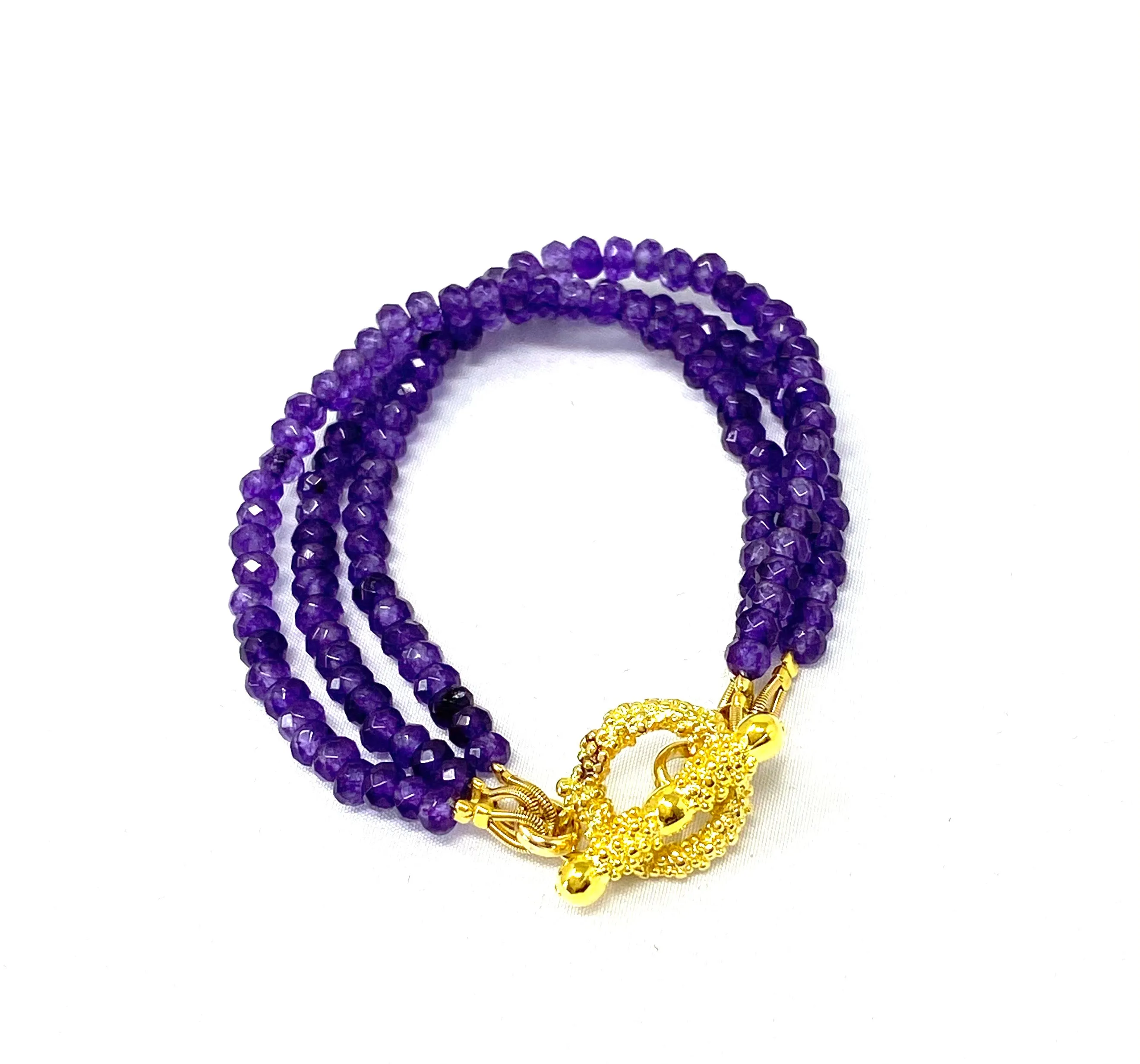 Triple Strand Amethyst Bracelet