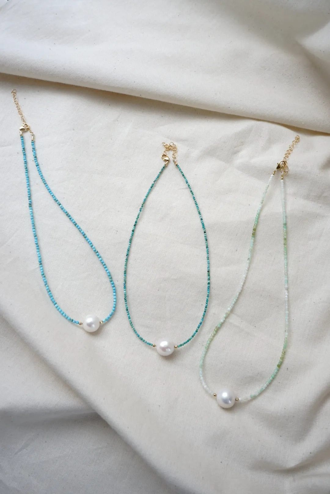 Turquiose and White Pearl Necklace