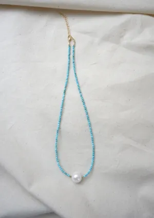 Turquiose and White Pearl Necklace