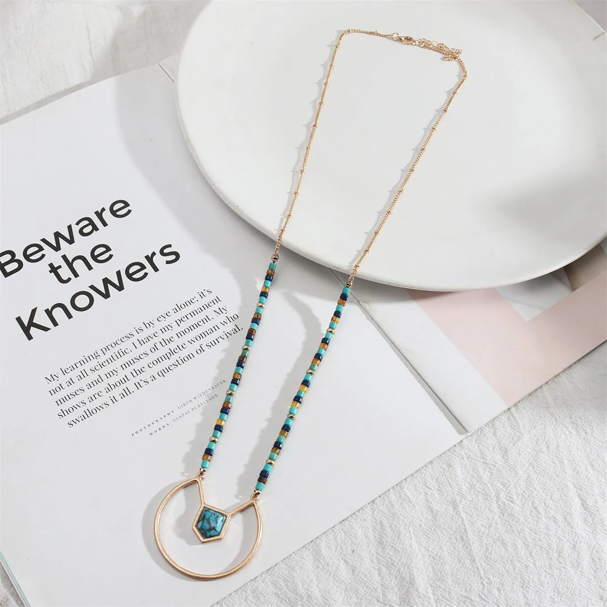Turquoise & Howlite 18K Gold-Plated Pendant Necklace