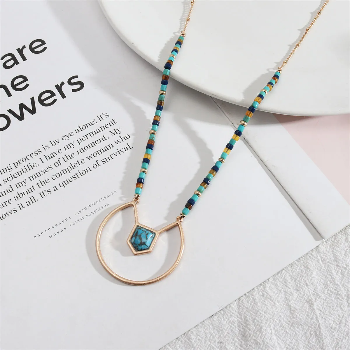 Turquoise & Howlite 18K Gold-Plated Pendant Necklace
