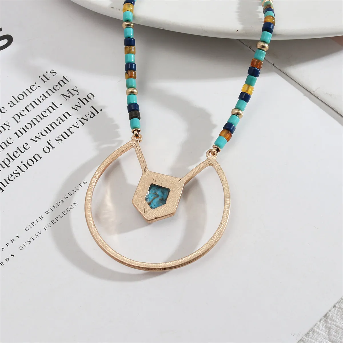 Turquoise & Howlite 18K Gold-Plated Pendant Necklace