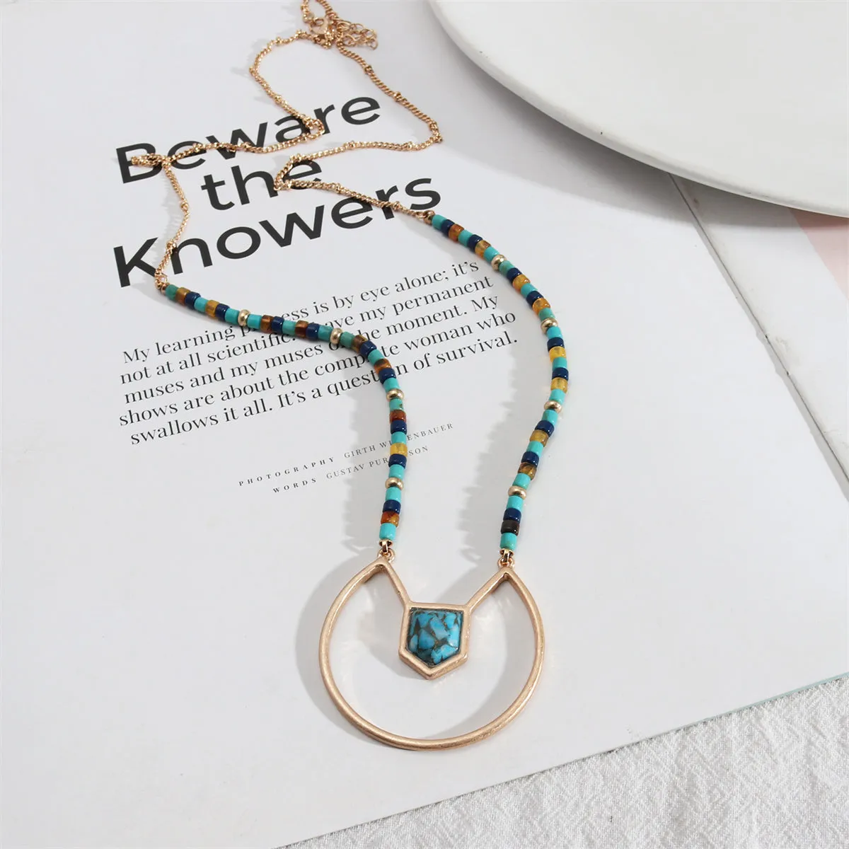 Turquoise & Howlite 18K Gold-Plated Pendant Necklace