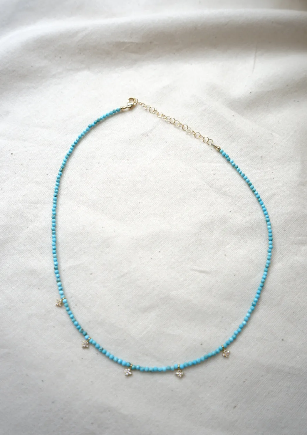Turquoise, CZ diamond shaped Drops Necklace