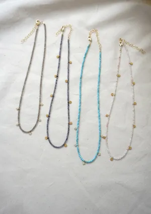 Turquoise, CZ diamond shaped Drops Necklace