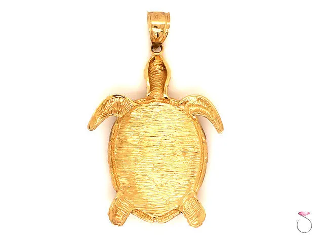Turtle Pendant in 14k Yellow Gold With Black Opal Enlay