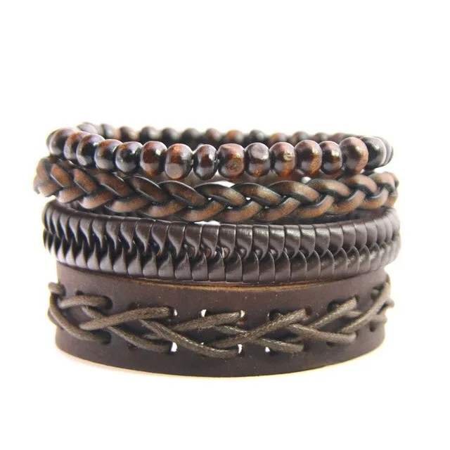 Unisex Genuine Leather 4 PC Bracelets.
