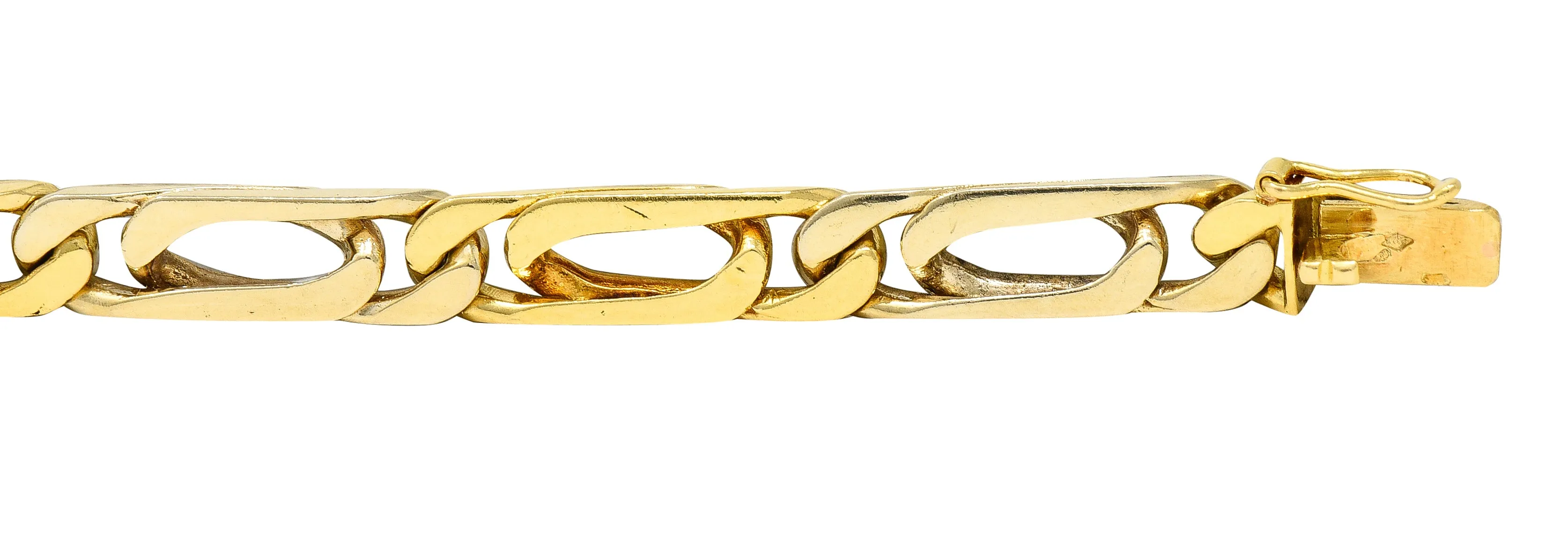 Van Cleef & Arpels French 1960's 18 Karat Gold Curb Link Vintage Bracelet Necklace Set