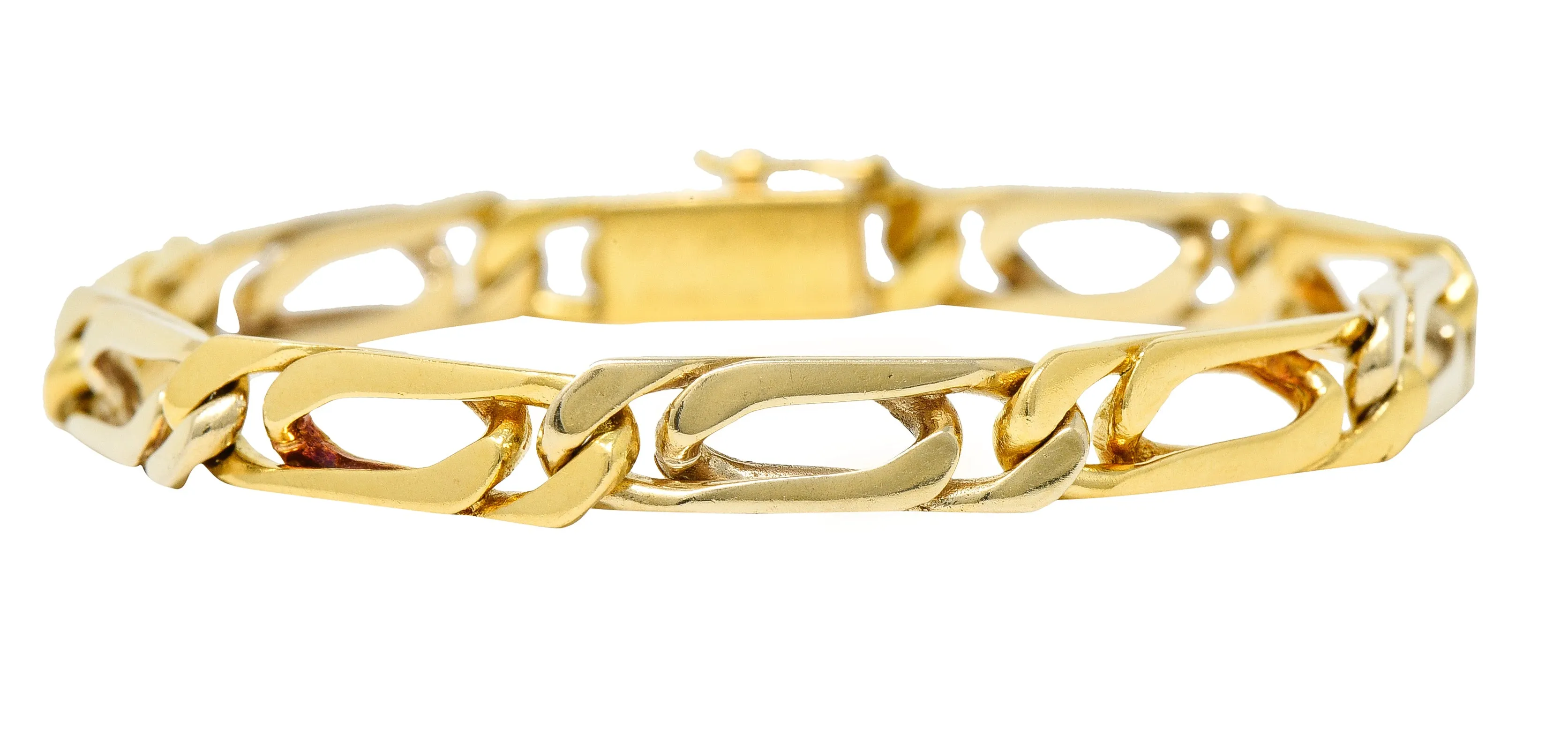 Van Cleef & Arpels French 1960's 18 Karat Gold Curb Link Vintage Bracelet Necklace Set