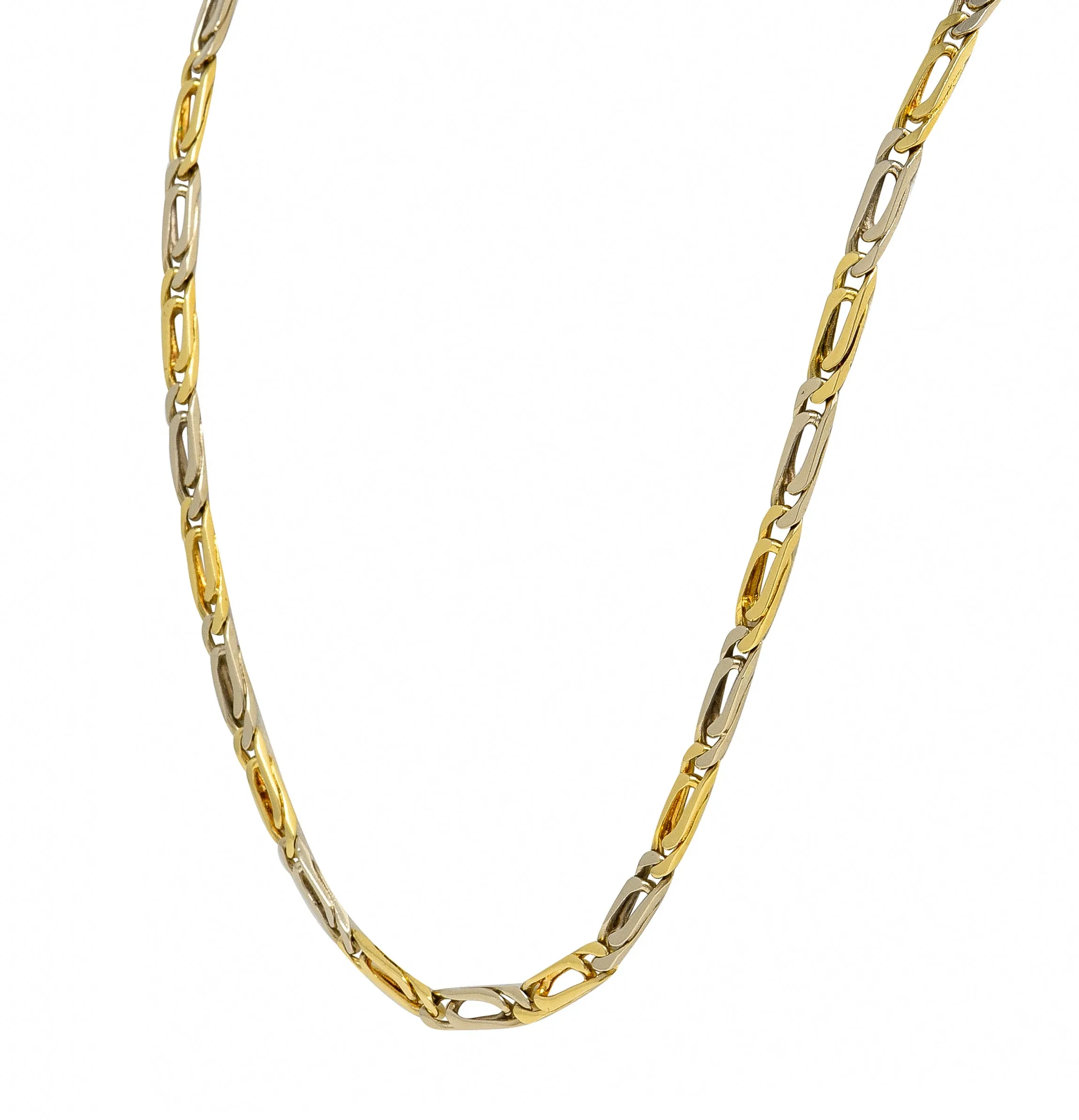 Van Cleef & Arpels French 1960's 18 Karat Gold Curb Link Vintage Bracelet Necklace Set