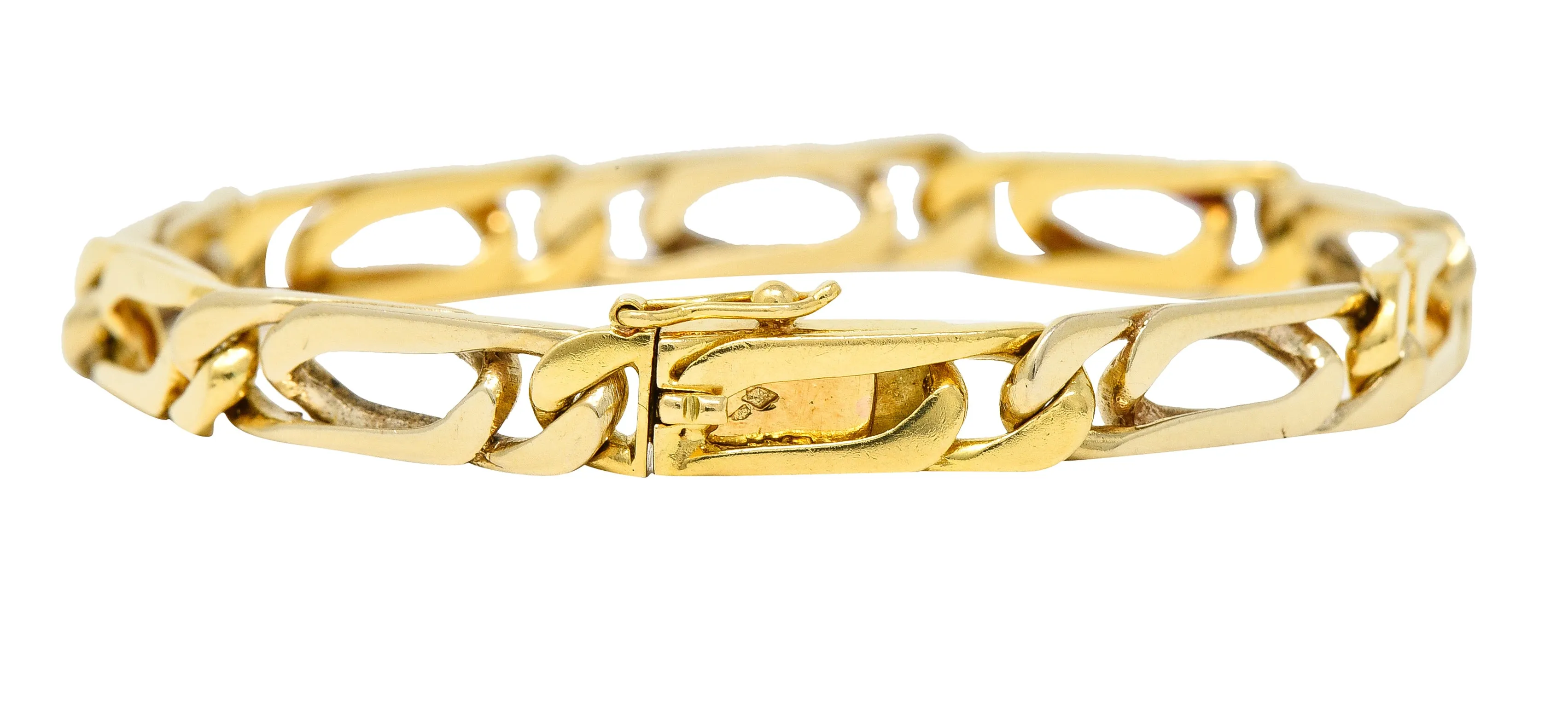 Van Cleef & Arpels French 1960's 18 Karat Gold Curb Link Vintage Bracelet Necklace Set