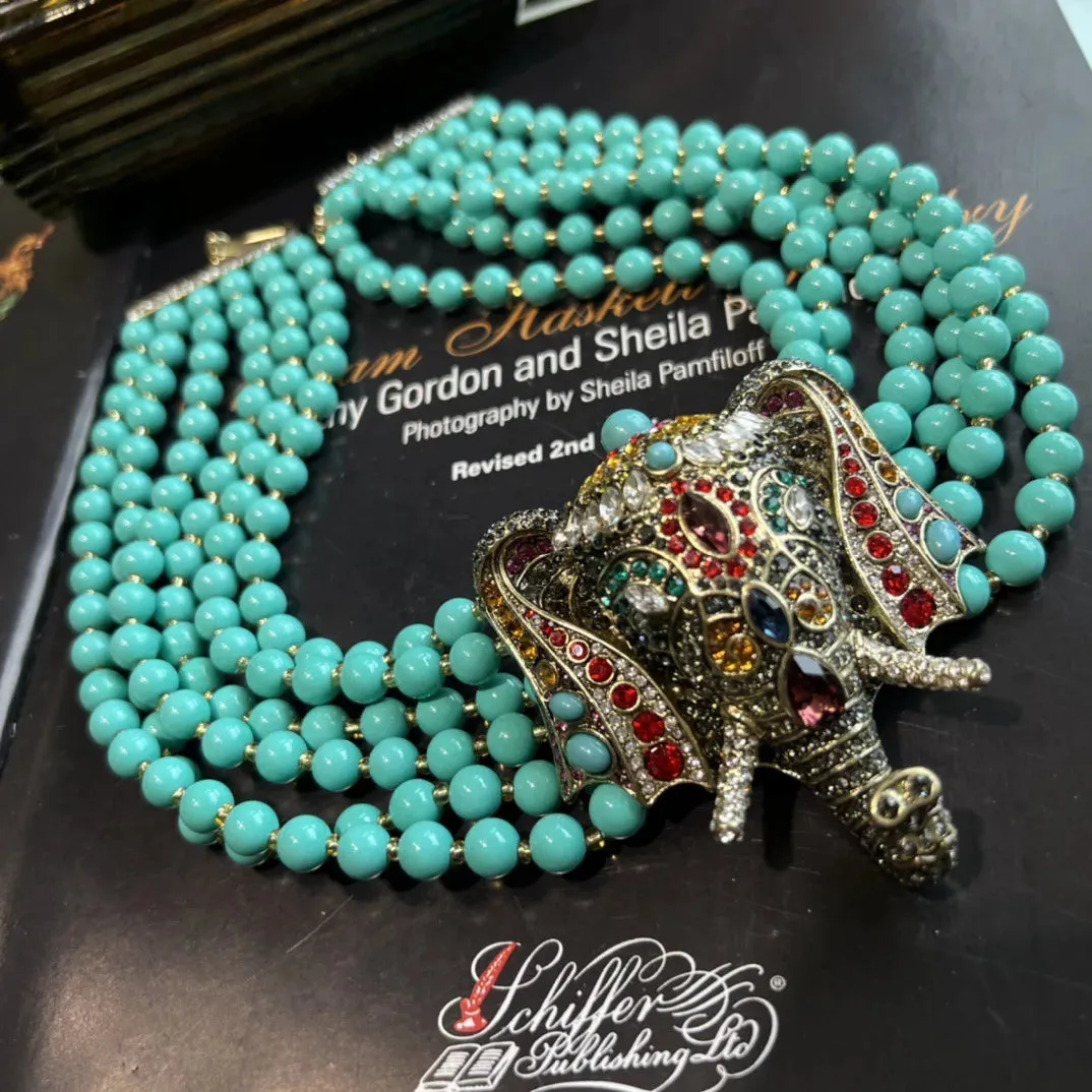 vintage  elephant necklace