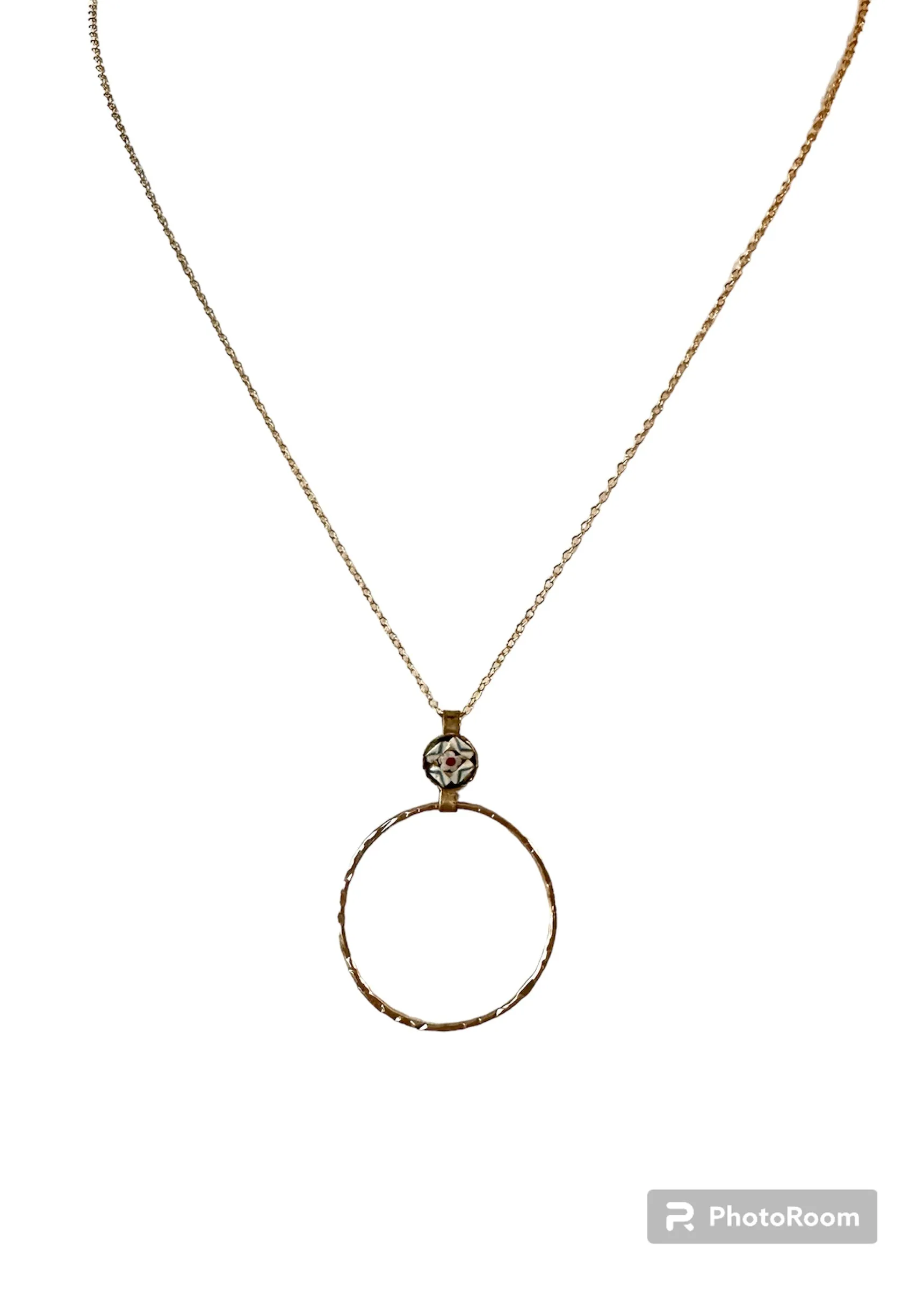 Vintage Italian Glass & Circle Necklace