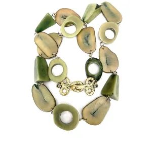 Vintage Necklace Robert Zentall Green Super Chunky Plastic  1970s 28"