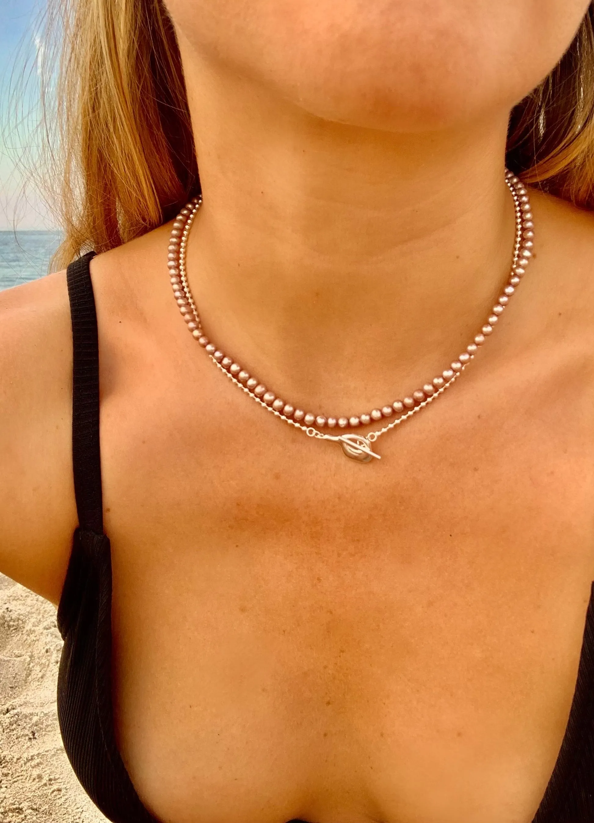 Vintage Pink Pearl Necklace