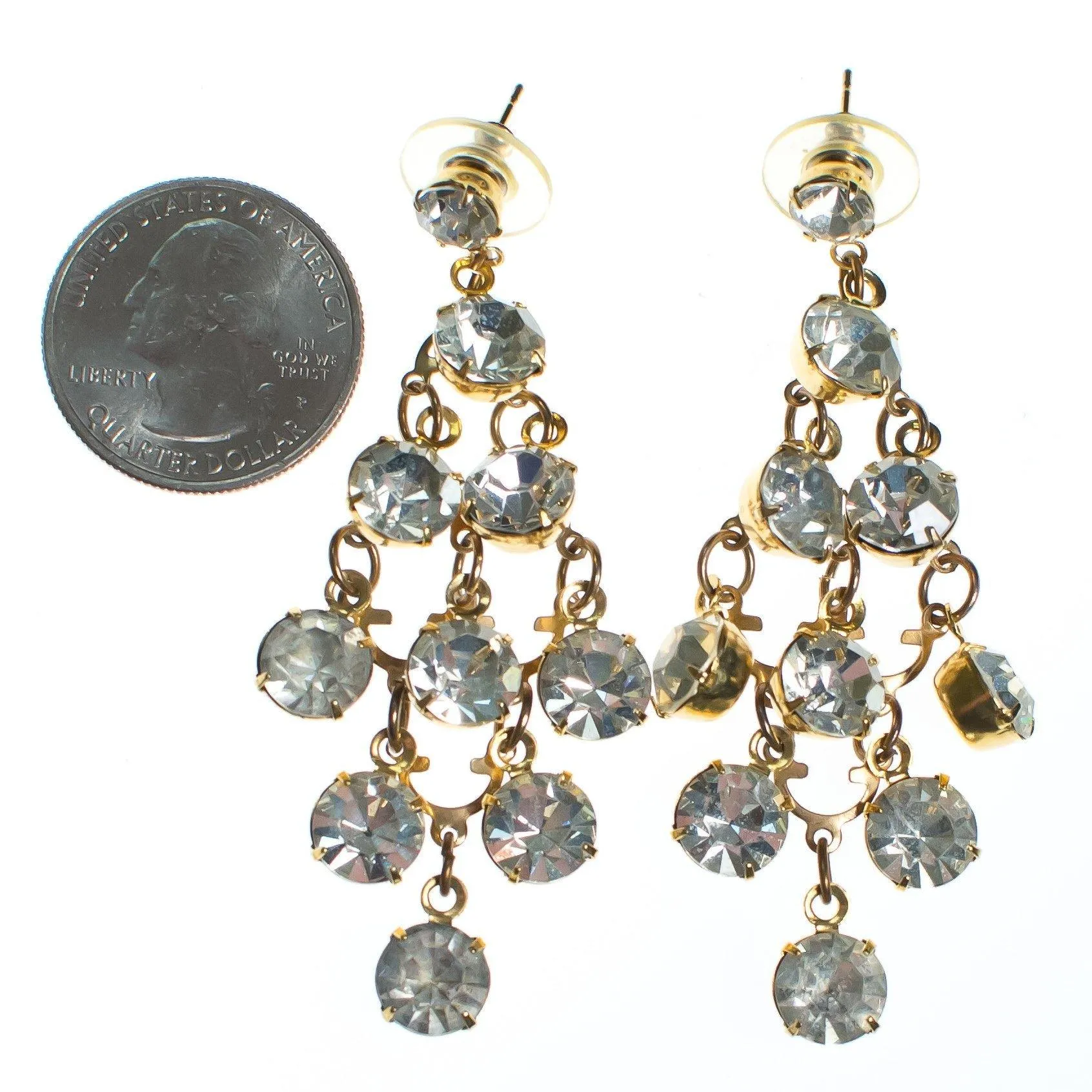 Vintage Retro Diamante Waterfall Statement Earrings