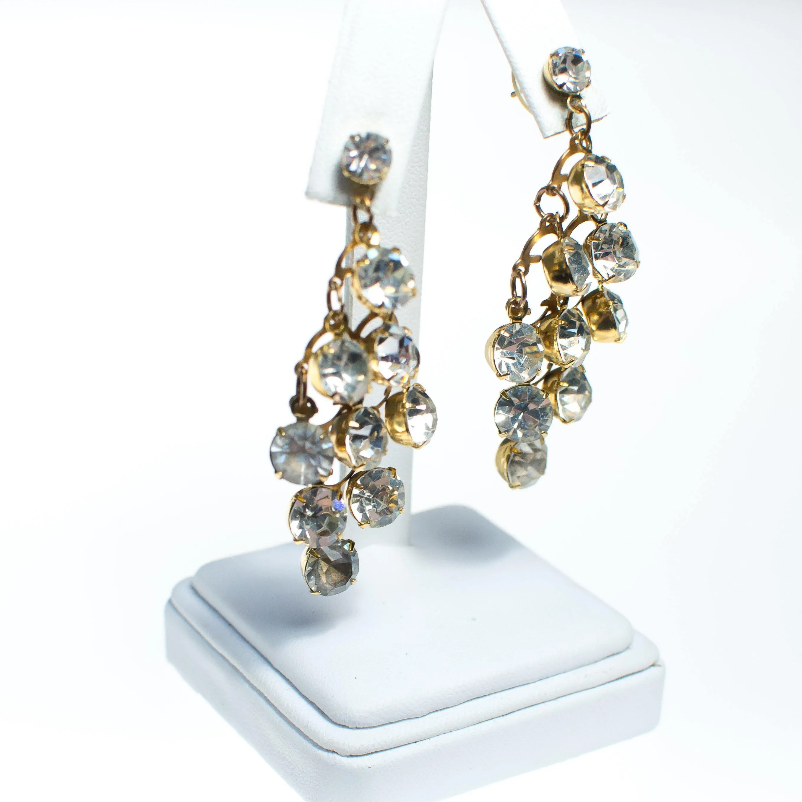 Vintage Retro Diamante Waterfall Statement Earrings