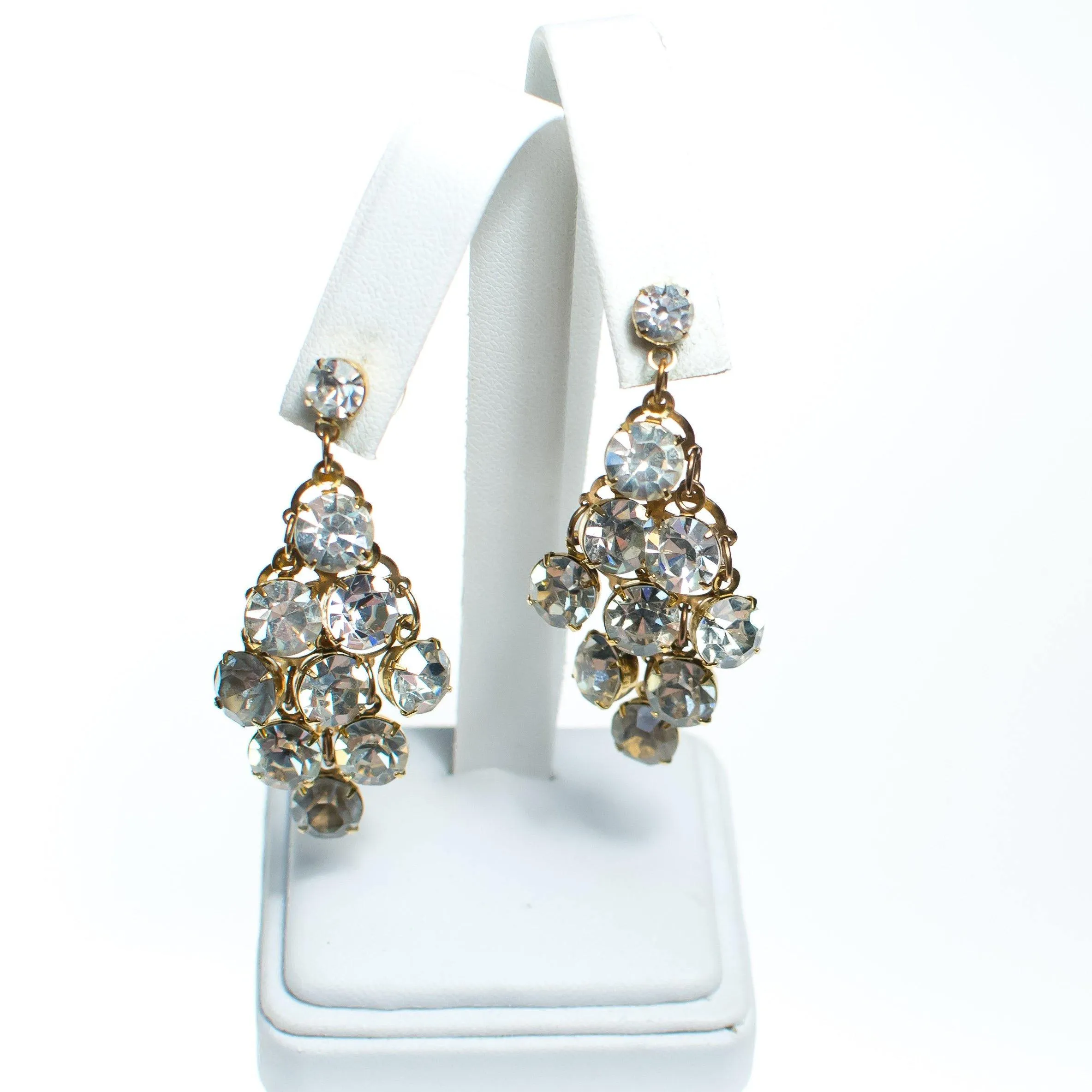 Vintage Retro Diamante Waterfall Statement Earrings