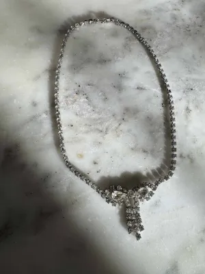 Vintage Rhinestone Bow Necklace