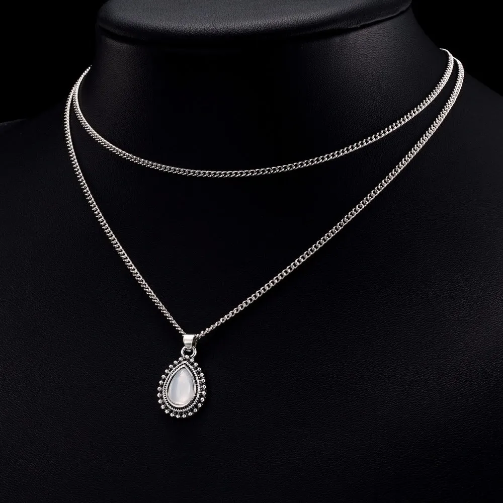 Vintage Silver Bohemian Pendant Necklace Women's Jewelry