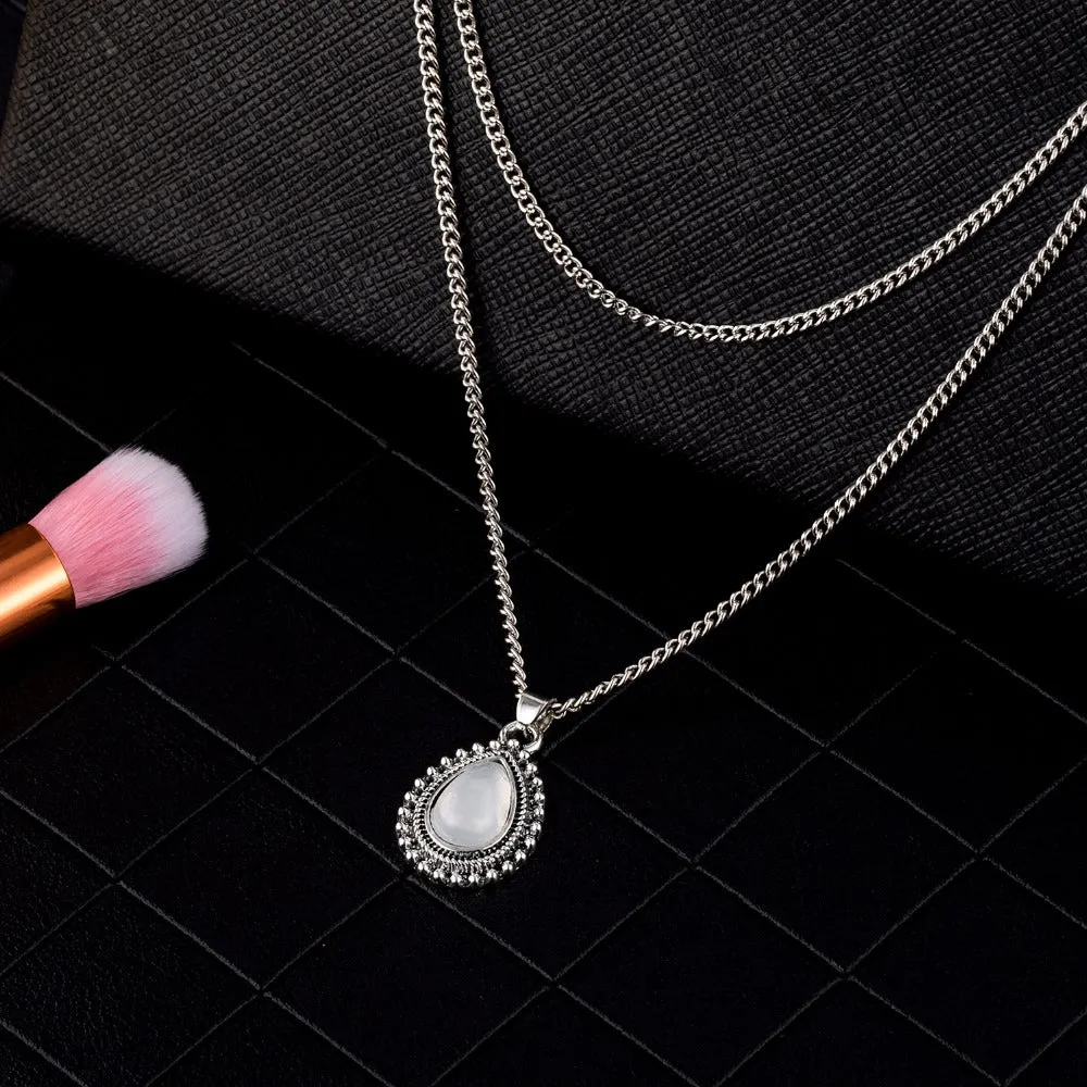 Vintage Silver Bohemian Pendant Necklace Women's Jewelry