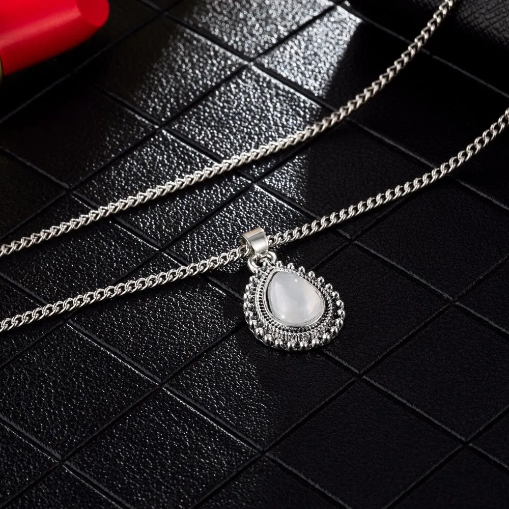 Vintage Silver Bohemian Pendant Necklace Women's Jewelry
