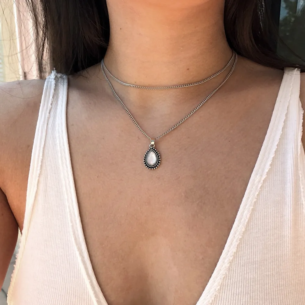 Vintage Silver Bohemian Pendant Necklace Women's Jewelry