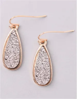Vintage Snoot Moonlight Druzy Drop Earrings in Gunmetal