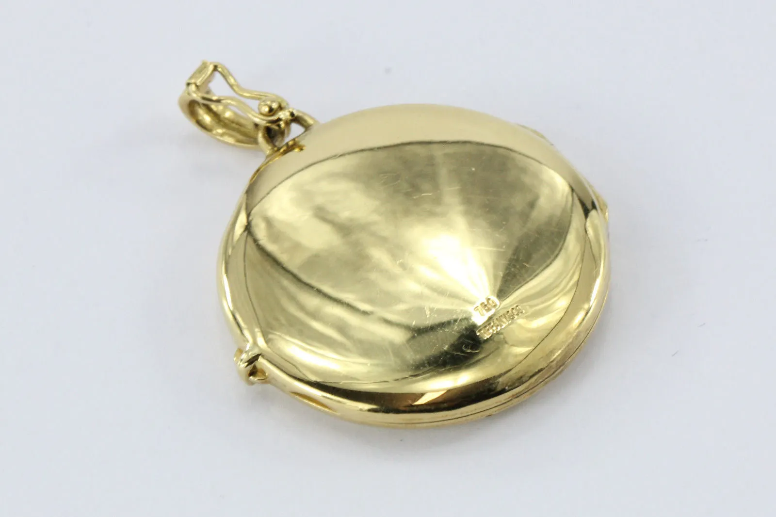 Vintage Tiffany & Co 18K Gold 750 Round Locket Pendant NO MONOGRAM