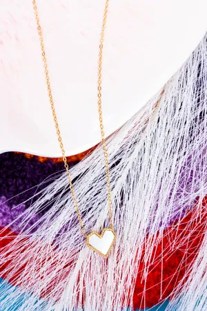 White Pearl Heart Pendant Goldtone Necklace