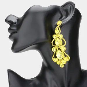Yellow Teardrop Cluster Chandelier Pageant Earrings  | Yellow Evening Earrings |  630823