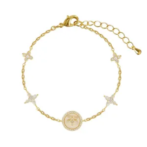 Zirconia Natural Shell Stone Charm Bracelet